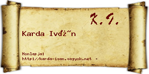 Karda Iván névjegykártya